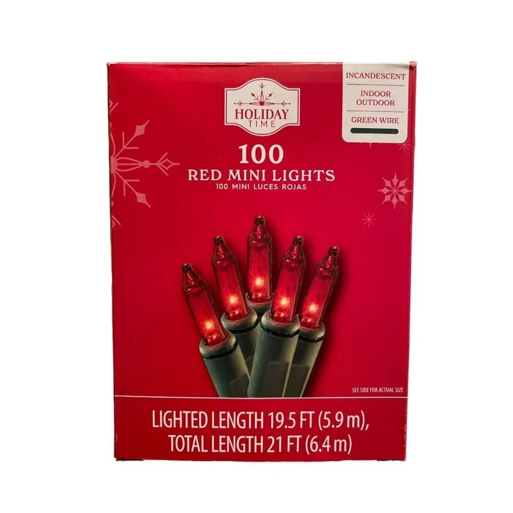 Holiday Time 100 Traditional Red Mini String Lights Patio Wedding Christmas